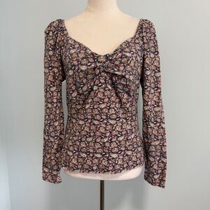 Boden Sweetheart Paisley Terrace Jersey Cotton Top Size 12
